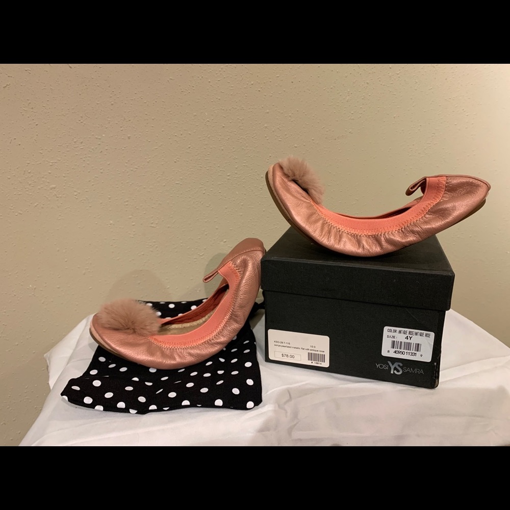 Yosi Samra Girls Sonya Super Soft Pom Ballet Flat